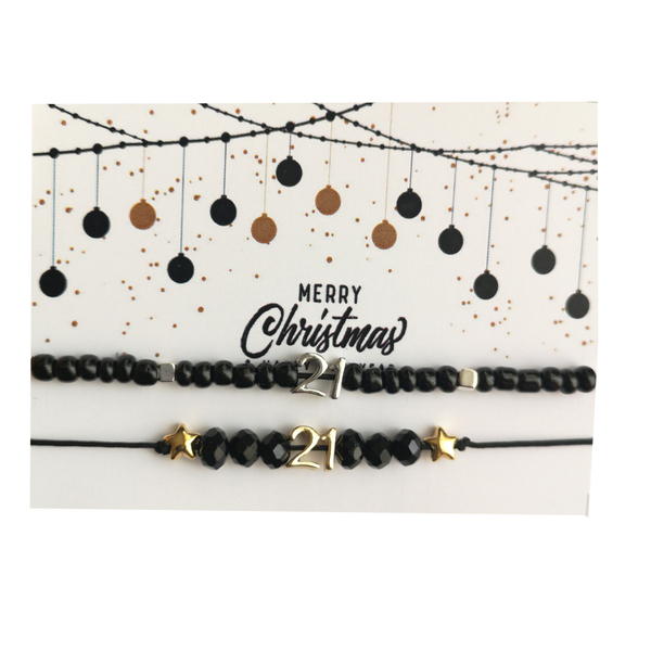 Βραχιόλι γούρι 2021 με χρυσό "21", αστεράκια και κρυσταλλακια - χριστουγεννιάτικο, χριστουγεννιάτικα δώρα, γούρια, δώρα για γυναίκες - 3
