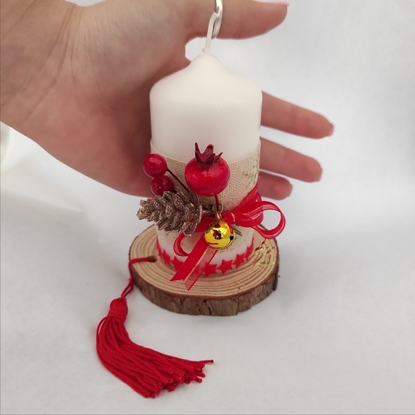 Διακοσμητικό κερί σε κορμό δέντρου 8cm - ξύλο, σπίτι, διακοσμητικά, χριστουγεννιάτικα δώρα, προσωποποιημένα - 2