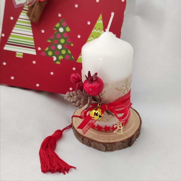 Διακοσμητικό κερί σε κορμό δέντρου 8cm - ξύλο, σπίτι, διακοσμητικά, χριστουγεννιάτικα δώρα, προσωποποιημένα - 3
