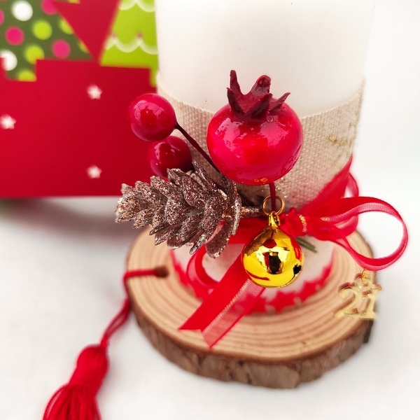 Διακοσμητικό κερί σε κορμό δέντρου 8cm - ξύλο, σπίτι, διακοσμητικά, χριστουγεννιάτικα δώρα, προσωποποιημένα - 4