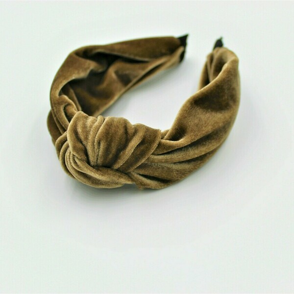 Velvet Headband Gold - χρυσό, headbands - 3