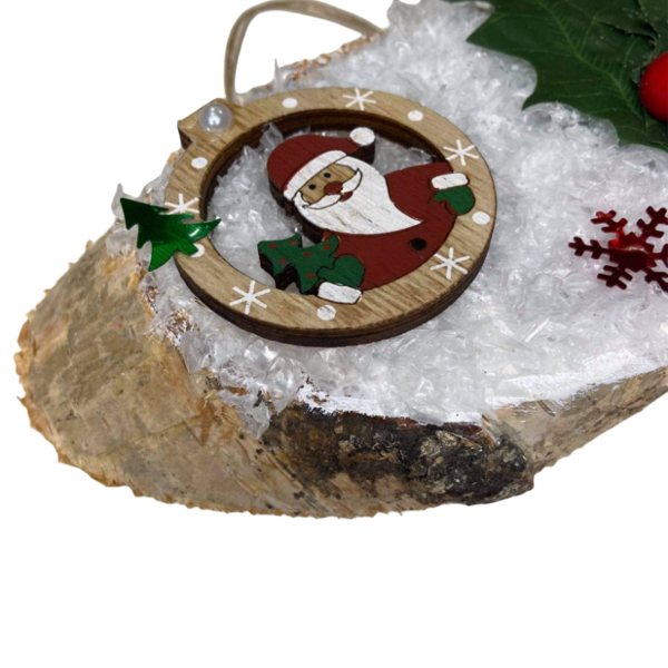 Χειροποιητο Χριστουγεννιατικο καδρακι - ξύλο, διακοσμητικά, χριστουγεννιάτικα δώρα, άγιος βασίλης - 3