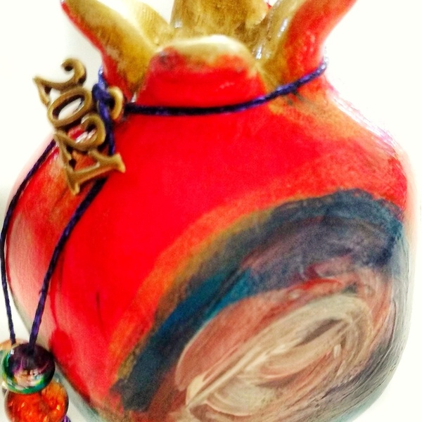 Κεραμικό ρόδι-γούρι ζωγραφισμένο στο χέρι Planets 2 - ρόδι, χριστουγεννιάτικα δώρα, γούρια - 3
