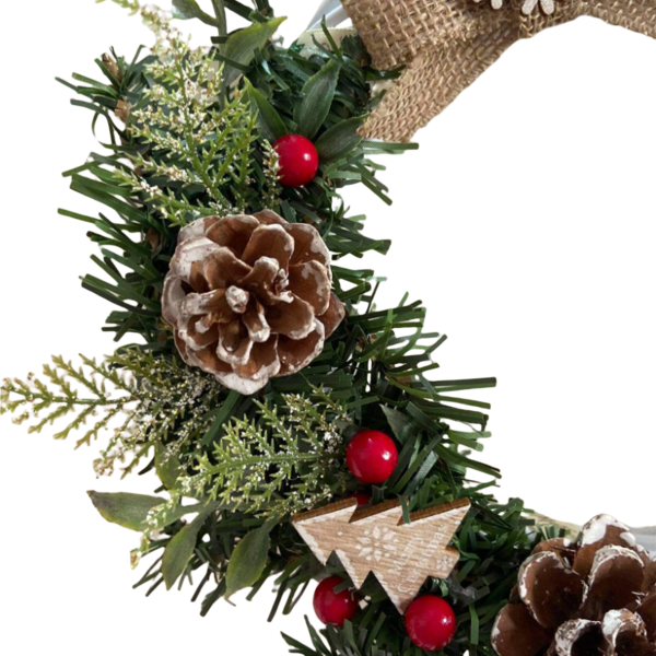 Χειροποιητο χριστουγεννιατικο διακοσμητικο Στεφανι - στεφάνια, διακοσμητικά, χιονονιφάδα, κουκουνάρι, χριστουγεννιάτικα δώρα - 2