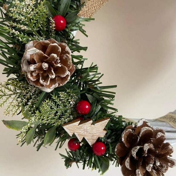 Χειροποιητο χριστουγεννιατικο διακοσμητικο Στεφανι - στεφάνια, διακοσμητικά, χιονονιφάδα, κουκουνάρι, χριστουγεννιάτικα δώρα - 4