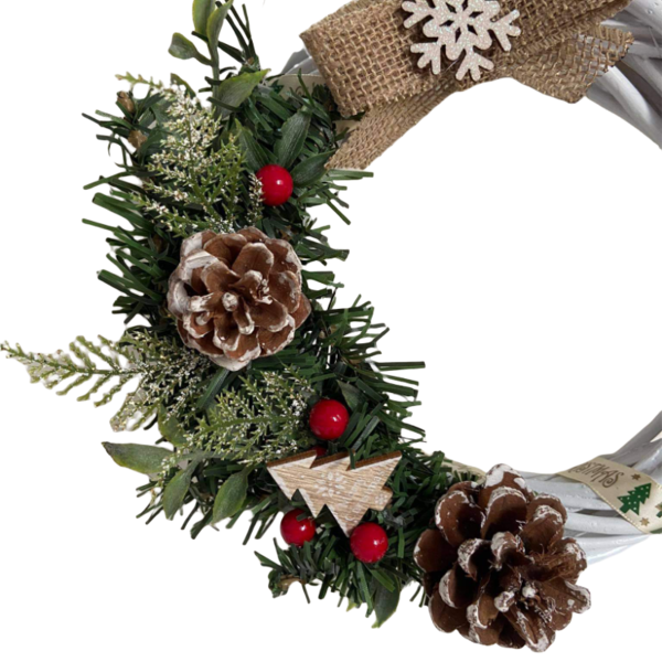 Χειροποιητο χριστουγεννιατικο διακοσμητικο Στεφανι - στεφάνια, διακοσμητικά, χιονονιφάδα, κουκουνάρι, χριστουγεννιάτικα δώρα - 3