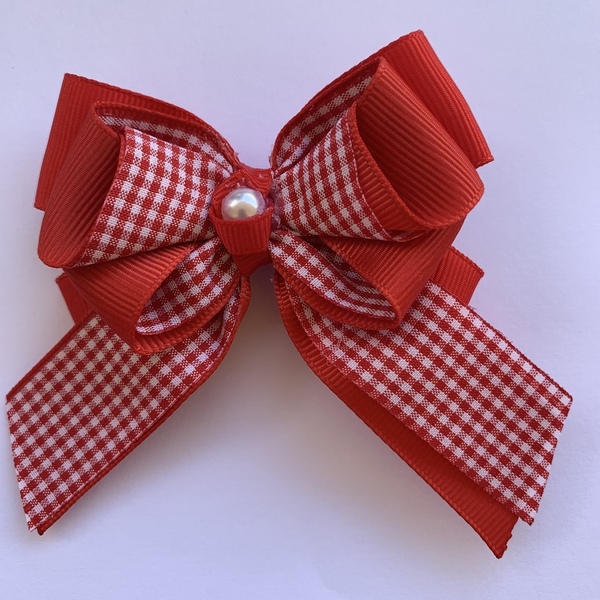 Κοκκαλάκι Red bow - κορίτσι, μαλλιά, χριστουγεννιάτικα δώρα, μαμά και κόρη, αξεσουάρ μαλλιών - 4