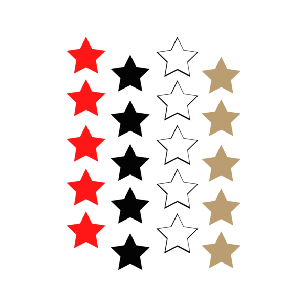 Αυτοκόλλητα Τοίχου Αστέρια από βινύλιο Σετ 20 Τεμαχίων 7x7εκ Κόκκινο Χρυσό Μαύρο Λευκό - κορίτσι, αγόρι, αστέρι, διακοσμητικά, αυτοκόλλητα