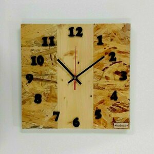 Ρολόι τοίχου από ξύλο OSB με αριθμούς-διαστασεις 29χ29χ2 εκ. - ξύλο, ρολόι, διακόσμηση, τοίχου, πρωτότυπα δώρα