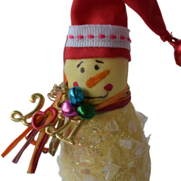 Χιονάνθρωπος γούρι!!!!! - ύφασμα, χριστουγεννιάτικα δώρα, γούρια