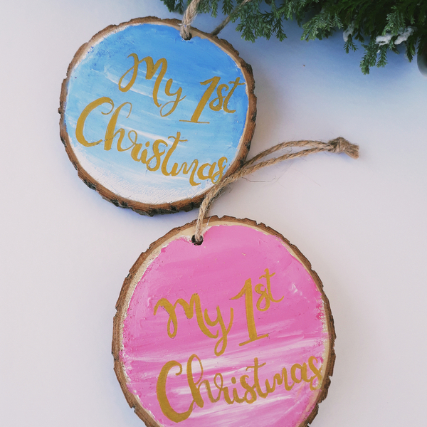 My first Christmas! - ξύλο, χριστουγεννιάτικα δώρα, στολίδια, δέντρο - 3