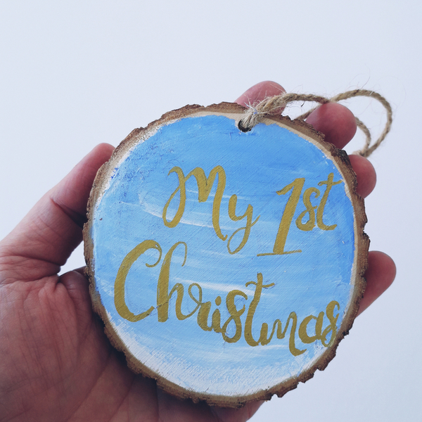 My first Christmas! - ξύλο, χριστουγεννιάτικα δώρα, στολίδια, δέντρο - 2