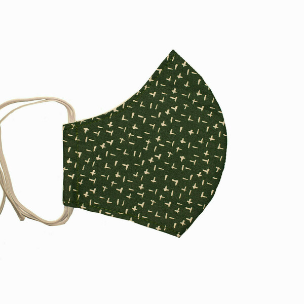 Υφασμάτινη μάσκα & scrunchie Πράσινο γεωμετρικό - μάσκες προσώπου - 4