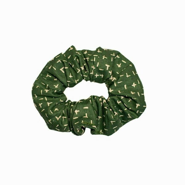 Υφασμάτινη μάσκα & scrunchie Πράσινο γεωμετρικό - μάσκες προσώπου - 5