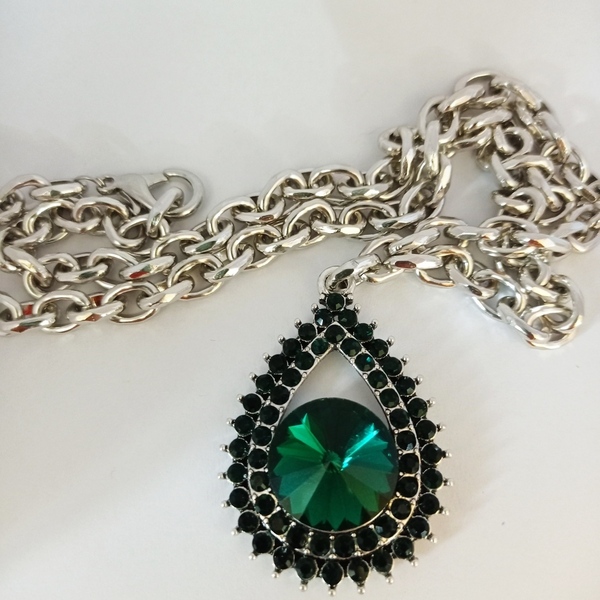 Κολιέ OLY chain and emerald - κοντά