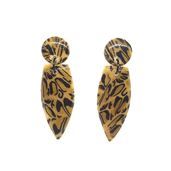 Animal print earrings 1 - γυαλί, πηλός, κρεμαστά