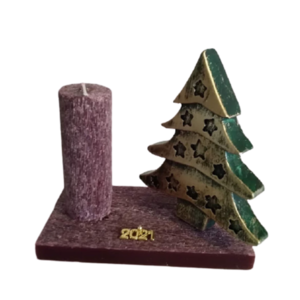Γούρι κερί επιτραπέζιο Χριστουγεννιάτικο ξυστό αρωματικό με σχέδιο δεντράκι πράσινο 2021. - χριστουγεννιάτικα δώρα, κεριά & κηροπήγια, δέντρο