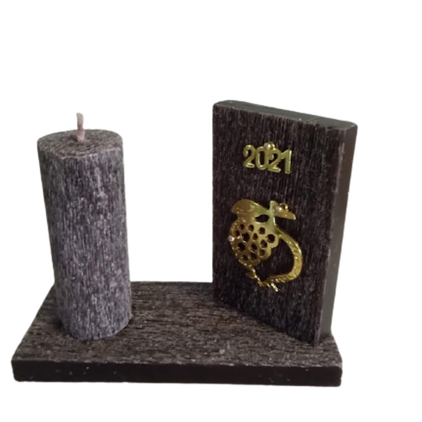 Γούρι κερί επιτραπέζιο Χριστουγεννιάτικο ξυστό αρωματικό με σχέδιο ρόδι επίχρυσο 2021. - ρόδι, χριστουγεννιάτικα δώρα, γούρια, κεριά & κηροπήγια
