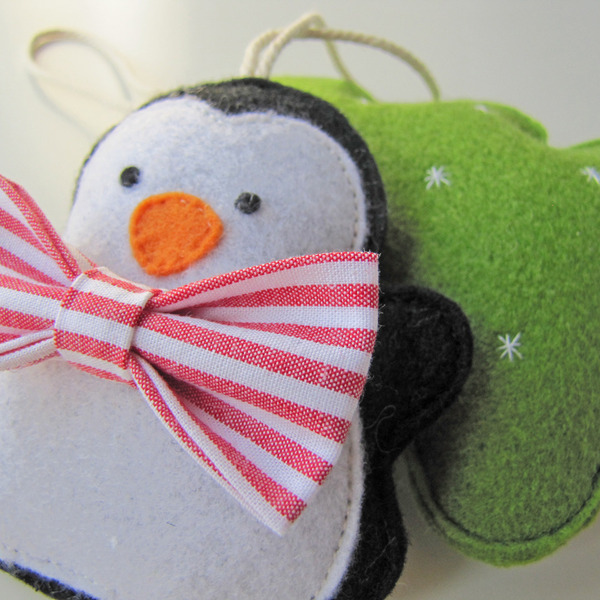Χειροποίητο Χριστουγεννιάτικο Κρεμαστό Στολίδι Πιγκουίνος - ύφασμα, χριστουγεννιάτικα δώρα, στολίδια - 3
