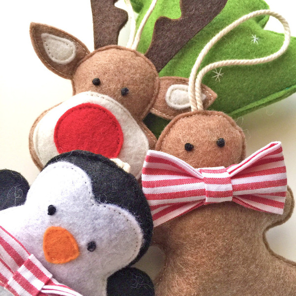 Χειροποίητο Χριστουγεννιάτικο Κρεμαστό Στολίδι Πιγκουίνος - ύφασμα, χριστουγεννιάτικα δώρα, στολίδια - 4