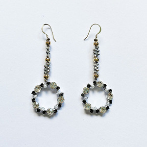 Statement pearl & crystal earrings - γυαλί, μακριά, κρεμαστά, μεγάλα