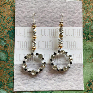 Statement pearl & crystal earrings - γυαλί, μακριά, κρεμαστά, μεγάλα - 2