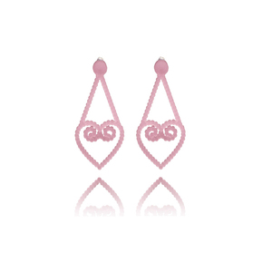 earrings,plexiglass,PINK,steel,Heart,(code:14p) - καρδιά, plexi glass, ατσάλι, κρεμαστά, μεγάλα