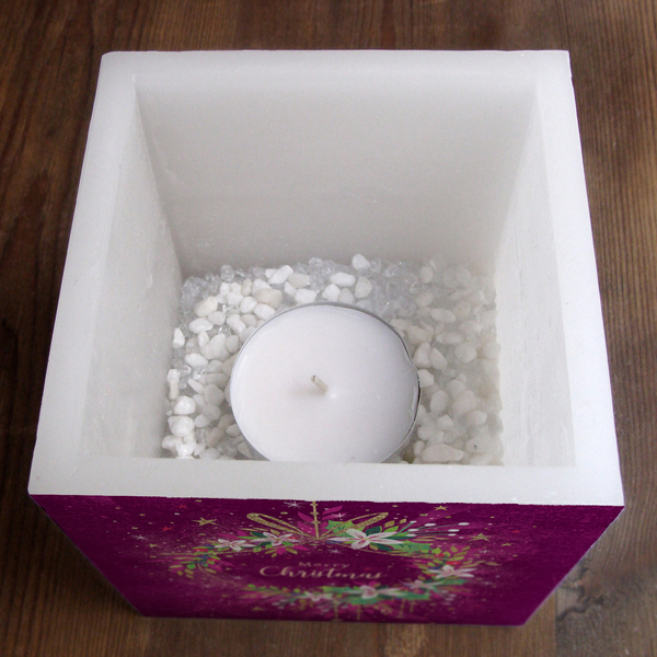 Merry Christmas Κουφωτό κερί φαναράκι κύβος - διακοσμητικά, κεριά - 3