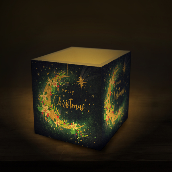 Christmas Moon Κουφωτό κερί φαναράκι κύβος - χαρτί, διακοσμητικά, χριστουγεννιάτικα δώρα - 2