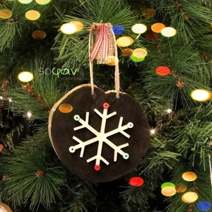 "Πολύχρωμη νιφάδα!" – Χειροποίητο στολίδι από ξύλο - ξύλο, χριστούγεννα, χιονονιφάδα, στολίδι δέντρου, στολίδια - 3