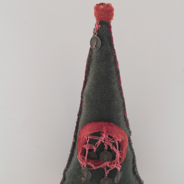 Υφασμάτινο χριστουγεννιάτικο δέντρο με φλουριά - ύφασμα, διακοσμητικά, χριστουγεννιάτικα δώρα, δέντρο - 4