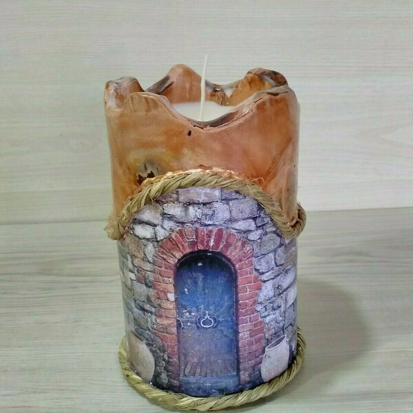 Διακοσμητικό κερί με άρωμα βανίλια. - ντεκουπάζ, αρωματικά κεριά, διακοσμητικά, ιδεά για δώρο, κεριά & κηροπήγια