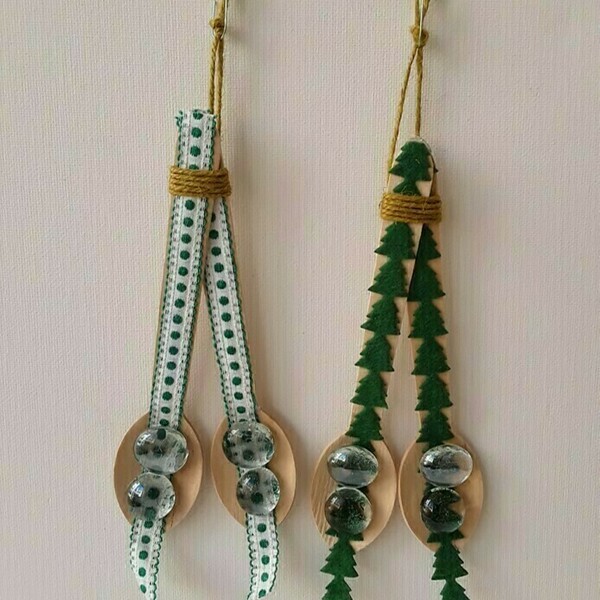 Χριστουγεννιάτικα στολίδια σετ πράσινο - ύφασμα, ξύλο, γυαλί, στολίδια, δέντρο