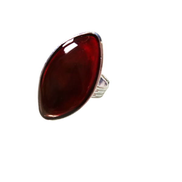 Δαχτυλίδι ασημί με κόκκινο υγρό γυαλί - επάργυρα, μεγάλα, αυξομειούμενα, φθηνά