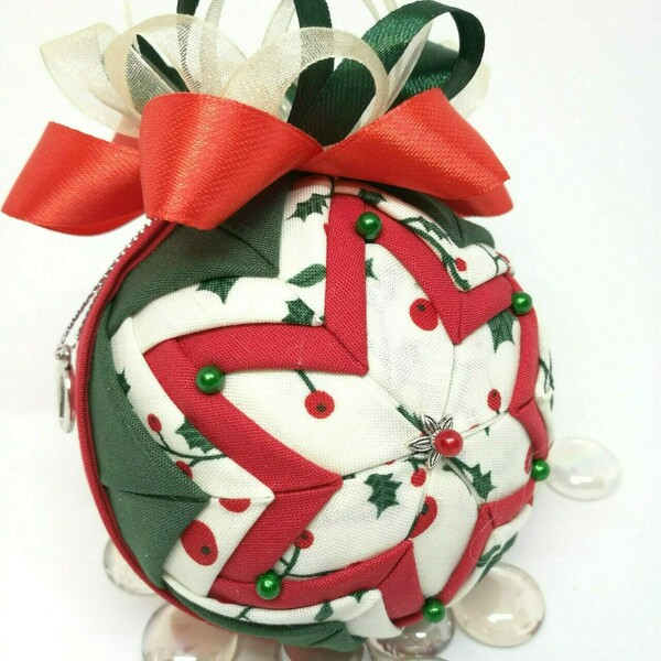 Χριστουγεννιατικο στολίδι σε παραδοσιακά χρώματα - ύφασμα, γούρι, χριστουγεννιάτικα δώρα, στολίδια, μπάλες - 2