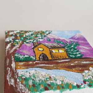 Μίνι πίνακας ζωγραφικής / χειμερινό τοπίο - πίνακες & κάδρα, σπίτι, διακοσμητικά, χριστουγεννιάτικα δώρα - 4