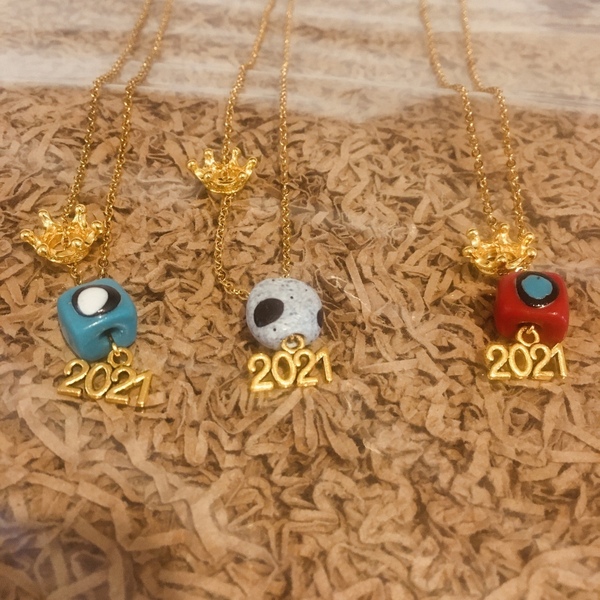Κολιέ γούρι 2021 - lucky steel - charms, γούρι, επιχρυσωμένα, μάτι, ατσάλι - 5