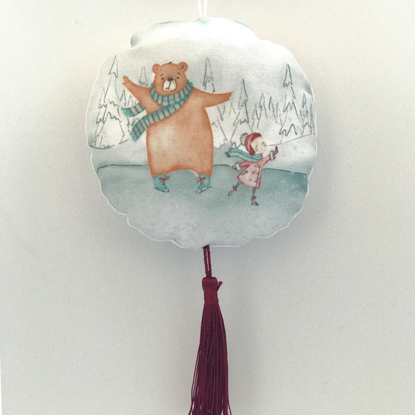 Christmas ornament dancing bear and girl - ύφασμα, στολίδια, δέντρο