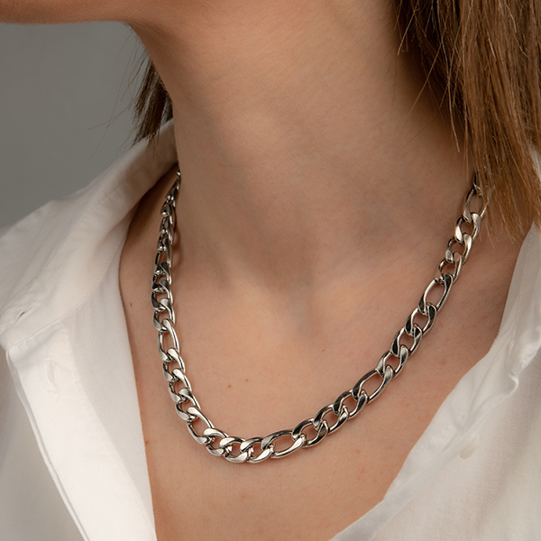 Chunky Silver Chain Necklace - αλυσίδες, γυναικεία, κοντά, ατσάλι - 3