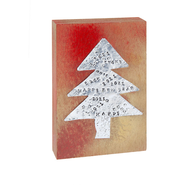 Γούρι χριστουγεννιάτικο έλατο - ξύλο, αλουμίνιο, χριστουγεννιάτικα δώρα, γούρια, δέντρο