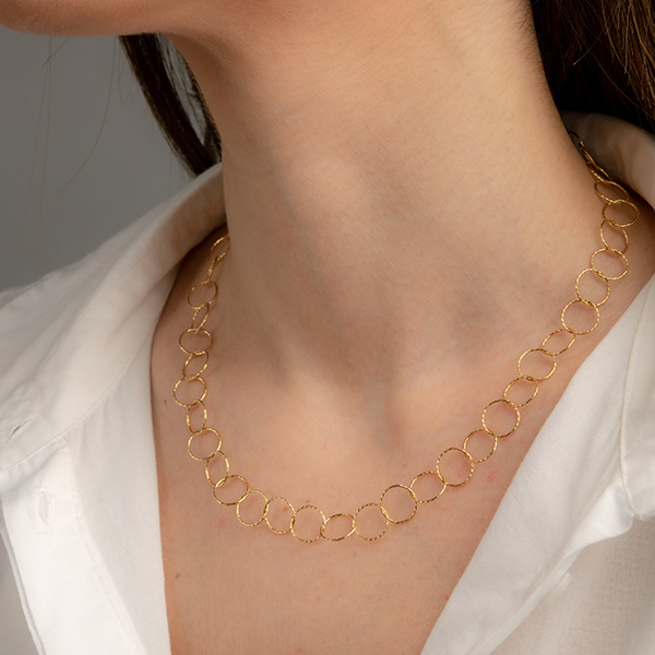 Spherical Chain Necklace - αλυσίδες, γυναικεία, επιχρυσωμένα, ασήμι 925, κοντά - 3