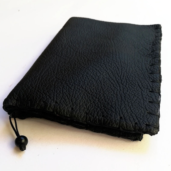 Δερμάτινο γυναικείο πορτοφόλι (εικαστικό αξεσουάρ) - δέρμα, γυναικεία, μαύρα, πορτοφόλια