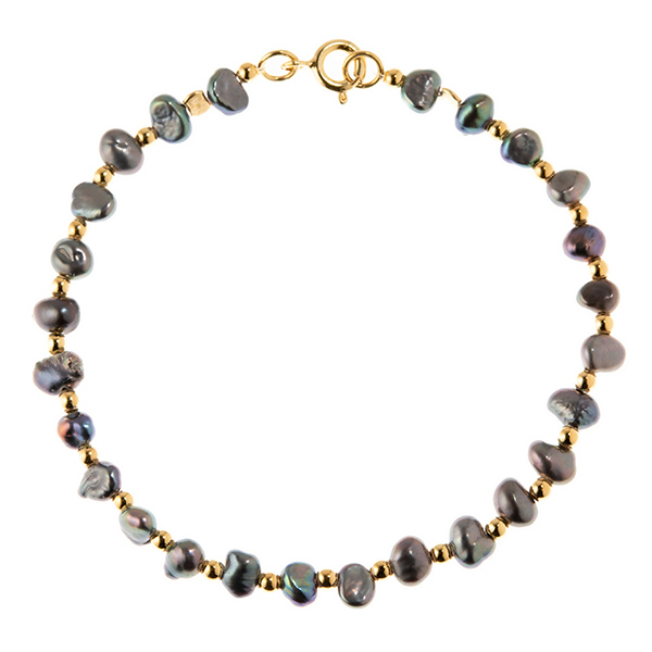 Black Pearl Bracelet - μαργαριτάρι, γυναικεία, επιχρυσωμένα, ασήμι 925, χεριού