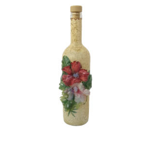 Γυάλινο μπουκάλι Λουλούδι - γυαλί, διακοσμητικά μπουκάλια, χειροποίητα
