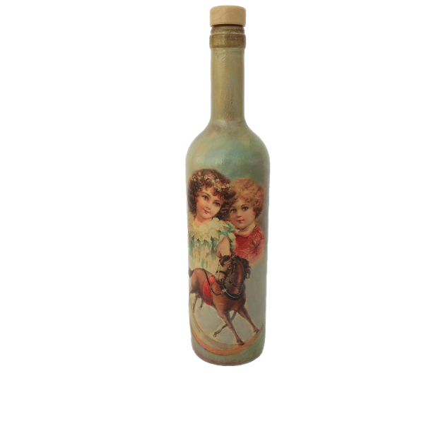 Γυάλινο μπουκάλι Vintage - γυαλί, χειροποίητα, διακοσμητικά μπουκάλια