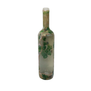 Διακοσμητικό γυάλινο μπουκάλι φύλλα - γυαλί, χειροποίητα, διακοσμητικά, διακοσμητικά μπουκάλια