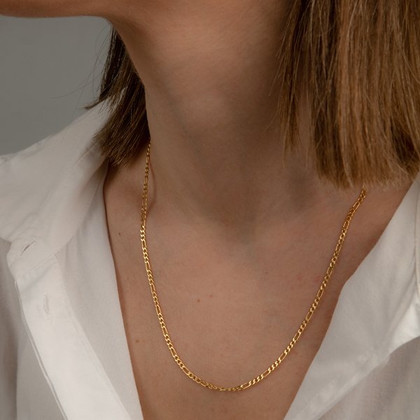 Figaro Gold Chain Necklace - αλυσίδες, γυναικεία, επιχρυσωμένα, ασήμι 925 - 3