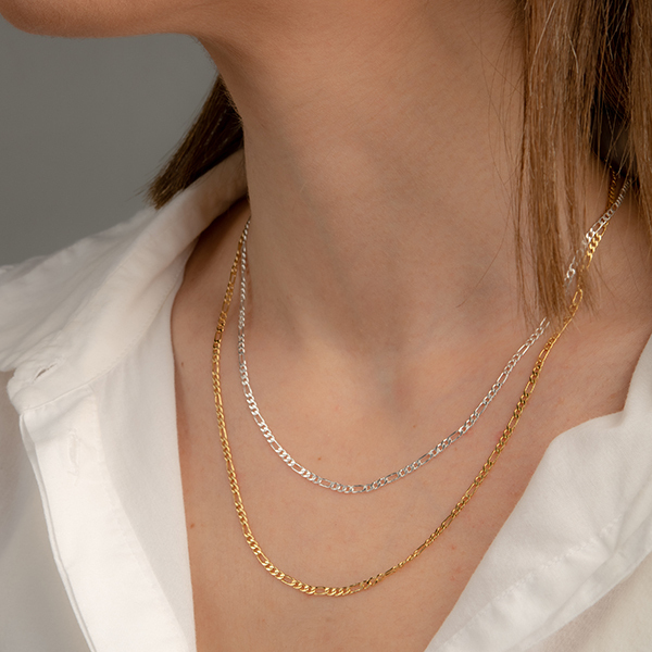 Figaro Gold Chain Necklace - αλυσίδες, γυναικεία, επιχρυσωμένα, ασήμι 925 - 4