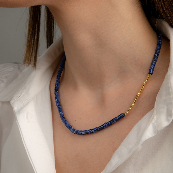 Blue Sky Beaded Necklace - ημιπολύτιμες πέτρες, γυναικεία, ασήμι 925 - 3