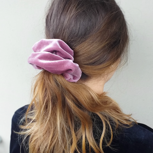 Λαστιχάκι μαλλιών ροζ νούντ βελούδινο - ροζ, βελούδο, για τα μαλλιά, λαστιχάκια μαλλιών - 5